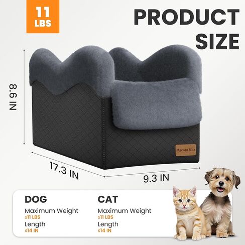 محمولة مقعد صغير للكلب للسيارة ، معززة مقعد السيارة بالوحدة الفاخرة في مركز الكلاب مع تشيترات السلامة ، حاملة السفر للحيوانات الأليفة لسيارات الدفع الرباعي ، شاحنة (سوداء/رمادي) in Kuwait