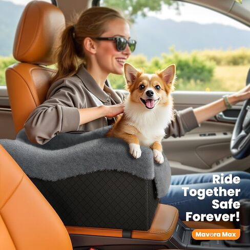 محمولة مقعد صغير للكلب للسيارة ، معززة مقعد السيارة بالوحدة الفاخرة في مركز الكلاب مع تشيترات السلامة ، حاملة السفر للحيوانات الأليفة لسيارات الدفع الرباعي ، شاحنة (سوداء/رمادي) in Kuwait