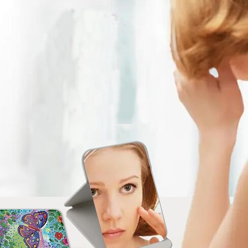 Jishshay Diamond Painting Mirrors مجموعة ماندالا الماس مرآة الماس اللوحة الماس للطي مرآة الماس الماكياس الماكياج مرآة فن الماس المدمج مرآة الماس الماس مرآة مضغوطة 4.33 × 6.29in in Saudi Arabia