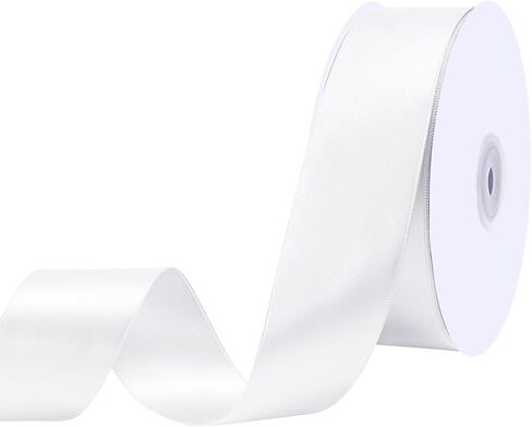 شريط أبيض 1 1/2 بوصة شريط من الساتان مزدوج الوجه لتغليف الهدايا باقة زهور ديكور حفلات الزفاف in Kuwait