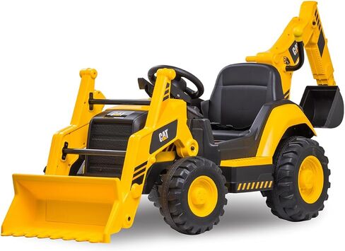 Kid Trax 12V CAT Backhoe Loader - Ride On Excavator Construction Toys for Boys w/Realistic Sounds, 2.5-5 mph Mini Bulldozer, Indoor/Outdoor Tractor Toys, Sturdy Toy Cars for Toddlers 3-6, Up to 66lbs in Saudi Arabia