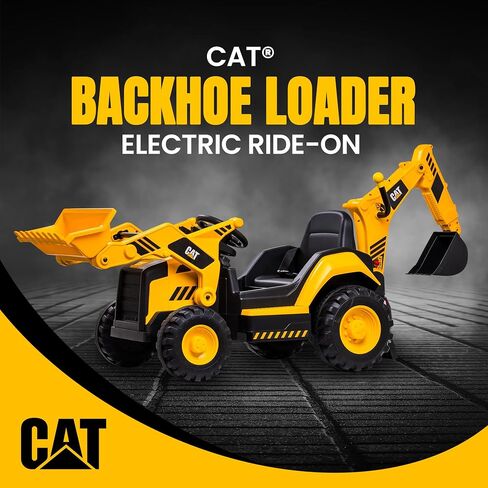 Kid Trax 12V CAT Backhoe Loader - Ride On Excavator Construction Toys for Boys w/Realistic Sounds, 2.5-5 mph Mini Bulldozer, Indoor/Outdoor Tractor Toys, Sturdy Toy Cars for Toddlers 3-6, Up to 66lbs in Saudi Arabia
