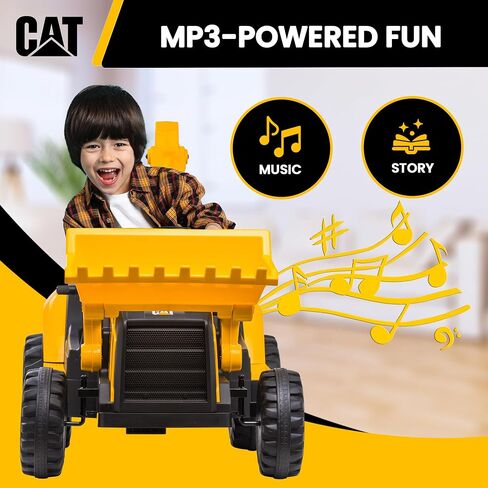 Kid Trax 12V CAT Backhoe Loader - Ride On Excavator Construction Toys for Boys w/Realistic Sounds, 2.5-5 mph Mini Bulldozer, Indoor/Outdoor Tractor Toys, Sturdy Toy Cars for Toddlers 3-6, Up to 66lbs in Saudi Arabia