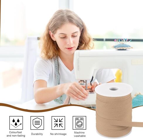 uxcell 55 Yards Double Fold Bias Tape 1/2 Inch Bias Binding Tape Binding Bias Ribbon for Sewing Hemming Quilting Piping Cheongsam Decoration Clothing Seaming, Light White in Kuwait