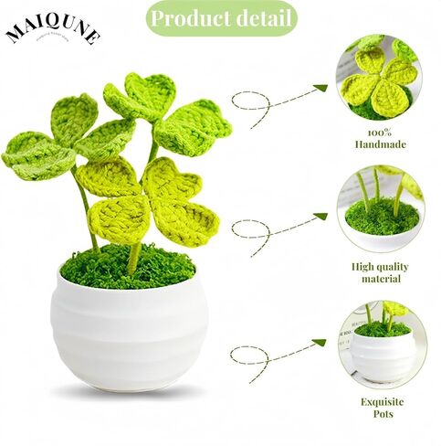 Crochet Flowers Potted Plants,Handcrafted The Money Tree Gifts for Women,Teacher,Friends, Family and Lover, Crochet Flowers Potted,Knitted Flowers Pot for Home Office Decor, Car Decoration, Holiday in Kuwait
