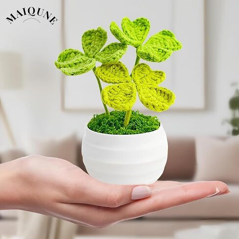 Crochet Flowers Potted Plants,Handcrafted The Money Tree Gifts for Women,Teacher,Friends, Family and Lover, Crochet Flowers Potted,Knitted Flowers Pot for Home Office Decor, Car Decoration, Holiday in Kuwait