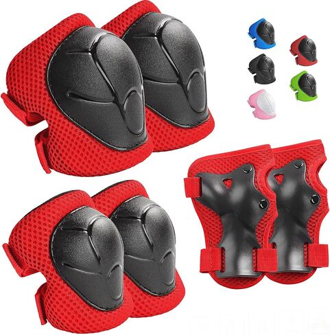 Knee Pads for Kids， Knee Pads and Elbow Pads Set Toddler 3-10 Years Protective Gear Set for Girls Boys with Wrist Guards for Skating Cycling Bike Rollerblading Scooter in Kuwait