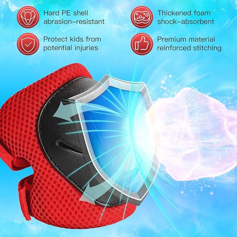Knee Pads for Kids， Knee Pads and Elbow Pads Set Toddler 3-10 Years Protective Gear Set for Girls Boys with Wrist Guards for Skating Cycling Bike Rollerblading Scooter in Kuwait