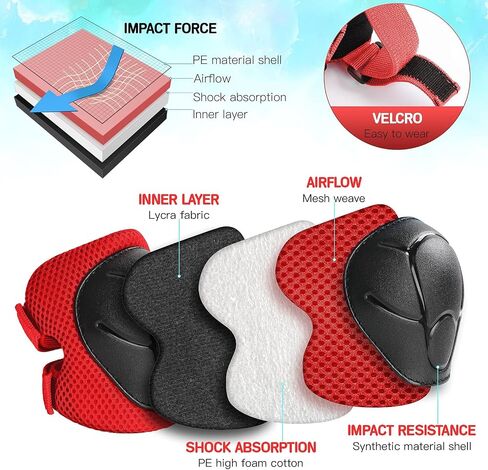 Knee Pads for Kids， Knee Pads and Elbow Pads Set Toddler 3-10 Years Protective Gear Set for Girls Boys with Wrist Guards for Skating Cycling Bike Rollerblading Scooter in Kuwait