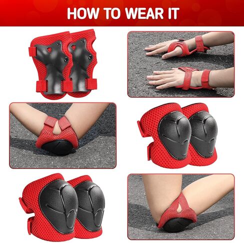 Knee Pads for Kids， Knee Pads and Elbow Pads Set Toddler 3-10 Years Protective Gear Set for Girls Boys with Wrist Guards for Skating Cycling Bike Rollerblading Scooter in Kuwait
