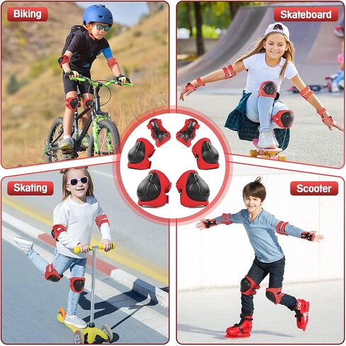 Knee Pads for Kids， Knee Pads and Elbow Pads Set Toddler 3-10 Years Protective Gear Set for Girls Boys with Wrist Guards for Skating Cycling Bike Rollerblading Scooter in Kuwait
