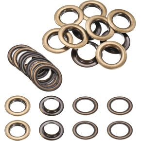 Harfington 10set Gromsets Sheelets 30mm 1-1/6 inch brass eyelets kit with washers for fabrict tarts tarps belt belt bag diy ، brown