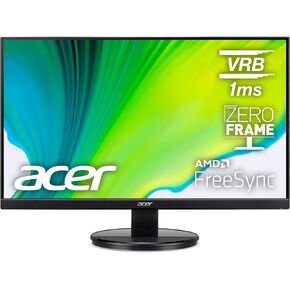 شاشة مكتب ألعاب Acer KB272 EBI مقاس 27 بوصة IPS Full HD (1920 x 1080) بدون إطار | تقنية AMD FreeSync | تحديث يصل إلى 100 هرتز | 1 مللي ثانية (VRB) | ضوء أزرق منخفض | إمالة | منافذ HDMI وVGA، أسود
