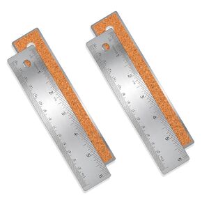 2Pcs 6 Inches Non-Slip Stainless Steel Ruler, Cork Back Rulers Non-Slip Rulers with Inch and Centimeters Straight Edge Cork Base Ruler for Student School Office Drafting Tools
