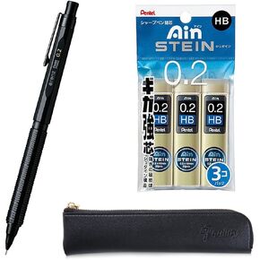 Orenz Nero 0.2 Hb Body Body + Ain 0.2 Hb ، Qullity Original Black Slim Pen Case ، 1 Count (حزمة 1)