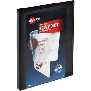 Avery Heavy-Duty View Binder مع Durahinge وحلقات مائلة لمسة واحدة ، 3 حلقات ، 0.5 بوصة ، 11 × 8.5 ، أسود