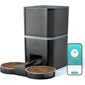 وحدة تغذية Cat التلقائية ، وحدة التحكم في التطبيق التلقائي للقطط ، مسجل صوت WiFi WiFi Pet Feeders مزدوجة الطاقة المزدوجة ، 4 لتر موزع الطعام 1 10 وجبات في اليوم للحيوانات الأليفة ، الكلاب المتوسطة الصغيرة