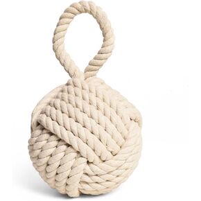 Decorative Door Stop, Weighted Door Stopper for Bottom of Door, Rope Door Stop, Knot Nautical Door Stop, Heavy Doorstop for Bedroom, Living Room Door, Window Wedge, Bookend 6 inch (White)