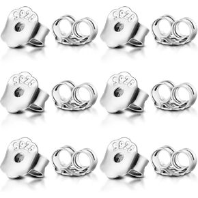 12 PCS 925 Sterling Silver Consring Packents ، وظهر القرط للتربؤ ، وقفل الأذن المثقوب من نقص الحساسية ، وأزرار الأذن الآمنة للأقراط (الفضة)