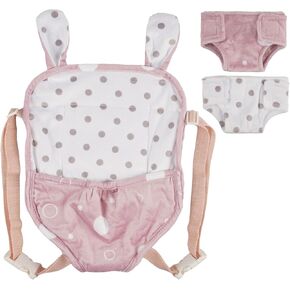 Babeside 3 PCS Accessories ، حاملة دمية وحفازات دمية 2 PCS مقابل 12-18 بوصة دمى ، أشرطة وردية وأبيض ، قابلة للتعديل للعب التظاهر بالأطفال (دمى غير متضمنة)
