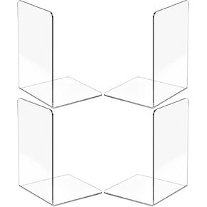 Bookends Acrylic ، 4 أجهزة كمبيوتر ، نهايات كتب واضحة للرفوف ، منظم سطح المكتب
