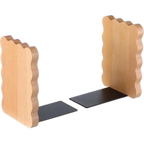 Bookends الأسقلوب الخشبية للأرفف ، زخرفة غير زخرفية لطيفة جمالية بريئة الواجب الثقيلة نهايات المنظم منظم سدادة لمكتب منزل الحضانة (الوردي الفاتح)