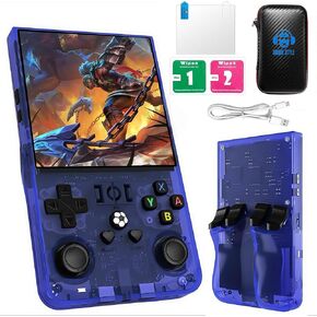 R36MAX Retro Handheld Game Console, 4.0 inch IPS Screen, More Than 20 Emulator and 18000+ Games, Portable Hand Held Open Source Linux System Video Game Console (128Gb Translucent Black)