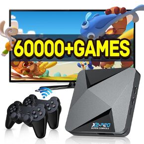 Cinhank Retro Gaming Console ، Super Console X2 Pro مدمج أكثر من 60،000 من الألعاب الكلاسيكية ، وحدة تحكم المحاكي متوافقة مع معظم الألعاب ، نظام ألعاب Android 9.0 & Emuelec 4.6 ، إخراج 4K UHD ، 2.4G/5G ، BT 5.0 ، هدية للأصدقاء
