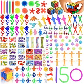 Goldge 150 قطعة تململ Toy Pack - Favors Kids Party Favors & Goodie Bag Fillers لأعياد الميلاد ، ومواد Pinata ، وجوائز الفصول الدراسية ، والمزيد - جوائز مثالية للمدارس وصناديق الكنوز وهدايا أعياد الميلاد
