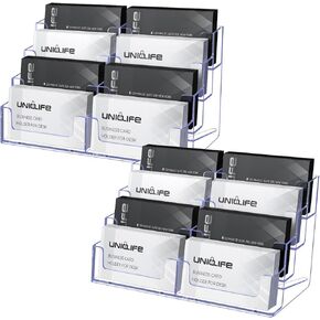 UniClife 2 Pack Acrylic Business Card حامل لمكتبي 8 فتحات عرض بطاقة عمل واضحة للرجال والنساء بطاقة عمل منظم البطاقة منظمة سطح العمل للمكتب ، 480 بطاقة بطاقة