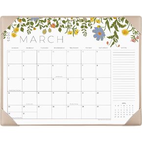 Desk Calendar 2025 with Desktop Mat, Cabbrix Large Desk Pad Calendar 22 x 17 Inch Cover 12 Months Runs From January 2025 to June 2026, Floral Design Calendar 2025 for Home School and Office (Black, 22 x 17")