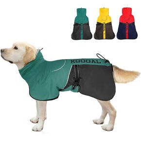 High Collar Medium and Large Dog Raincoat, Thickened Winter Warm Reflective Dog Jacket, Dog Rain Coat,Dog Punch Coat, Dog Coat Pet Dog Clothes Suitable for Medium and Large Dogs (Green, 6XL)