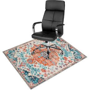 Anidaroel Office Chair Mat for Hardwood Floor, 48"x60" Office Rug for Rolling Chair, Desk Floor Mats for Office Chair, Anti-Slip Computer Gaming Chair Mat, Easy to Roll, Fuchsia/Multi