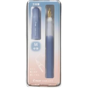 Pilot Kakuno Fountain Pen Madoromi Color Series ، Gold (Smiley Face) Nib متوسطة ، مثالية للمبتدئين والتعبير الإبداعي ، الأزرق ، PFKA-1MDLM