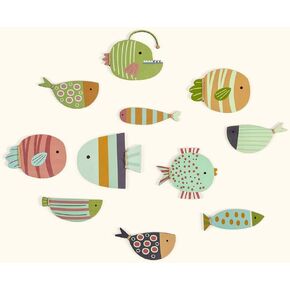 Wooden Fish Wall Decor - 11 Pcs Nautical Beach Wall Decor Fish Under the Sea Decor for Home, Lake House, Nursery, Bedroom, Kitchen, Bathroom - Unique Ocean Fish Art, Housewarming/Baby Shower Gifts