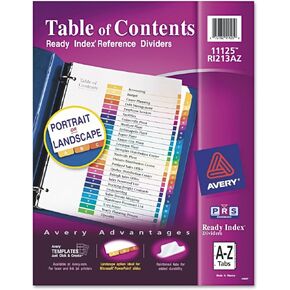 Avery Ready Index Table of Contents Contents ، 26-TAB ، مجموعة واحدة (11125) 5 مجموعات