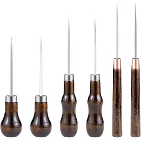 6 PCS مجموعة أدوات AWL ، أداة جلدية مثقلة علامة AWL أداة ، دقة مقبض مقبض أداة لكمة لخياطة الجلود ، وضع العلامات ، الخشب الحرف ، إصلاح الأحذية
