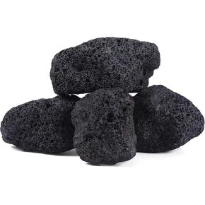 4 PCS 6-8 '' صخرة الحمم البركانية السوداء الطبيعية الكبيرة لحوض السمك ، الصخور البركانية لخزان الأسماك