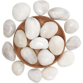 Decorative White River Rocks - Natural Polished Pebbles, 1-1.7 inches, 5 lbs ¡§C Ideal for Garden Borders, Fish Tank Substrate, DIY Crafts, and Home Decor Accents