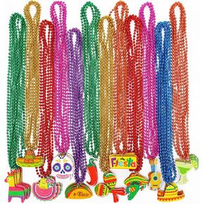 18pcs Cinco de Mayo Party Favors ، قلادة مكسيكية ، زخارف حفلات الحفلات ، 9 أنواع من إمدادات الحفلات المكسيكية المعدنية ،