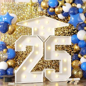 4.5FT Graduation Decorations Class of 2025 - Large Marquee Numbers 25 with Graduation Cap, Mosaic Frame Number Pre-Cut Cardboard Light Up Kit for Kindergarten Preschool High School College Prom Party