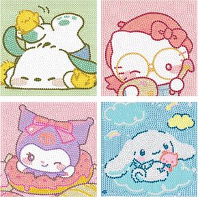 Strmnbte 4 Pack Pack Diamond Art Painting for Kids ، kits Diamond Art for Kids Ages 4-8 ، easy Gem Art Kit for Kid for Gift Home Wall Decor 7x7inch