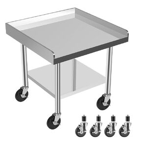 Stainless Steel Workstation Table with Under Shelf & Caster Wheels, Kitchen Prep Table for Commercial & Workplace, Home, Hotel, Garage(24"x24"x26")