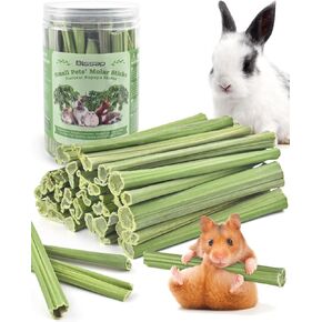 Bissap 50pcs rabbit phetgs ، البابايا الطبيعية السيقان الأرنب مضغ يعالج للأرانب الهامستر شينشيلاس خنازير غينيا الصغيرة الحيوانات العضوية مولي مضغ الخفيفة