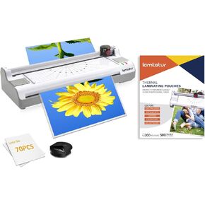 11x17 آلة Laminator الحرارية والباردة مع 270pcs 5mil أكياس التصفيح تستخدم للمكتب/المنزل/المعلم/الفصل ، وتقليم الورق المدمج ، مستدير العداد.