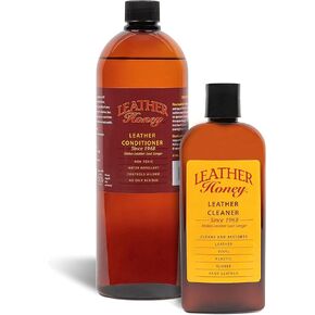 Leather Honey Complete Leather Care Kit Including 8 oz Cleaner and 32 oz Conditioner for use on Leather Apparel, Furniture, Auto Interiors, Shoes, Bags and Accessories