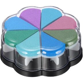 PATIKIL Craft Ink Pad, Petal Shape Rainbow Finger Stamp Ink Pads Rubber DIY Washable Pigment for Stamping Card Making Scrapbooking Painting, Mixed Blue