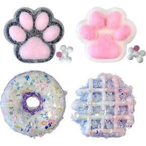 4 قطع Taba Soft Cat Cat Donut Squeeze Toy ، Soft Cat Claw Squishies Toy ، والضغط على الشعور بالإجهاد الذي يخفف من لعبة ناع