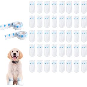40pcs قابلة للتخلص من الجوارب الكلاب مع 2 لفة الكلب ضمادة PAW للاشمئزاز حماية أقدام الكلب يغطي أحذية الحيوانات الأليفة للكلاب حماة استرداد الجرح كلاب كبيرة متوسطة