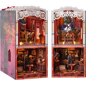 مجموعات زاوية كتاب للبالغين - مجموعة منزل مصغرة مع LED مع LED LID - Dollhouse Booknooks المحقق الصغير House Decorfling أحذية خشبية ثلاثية الأبعاد.
